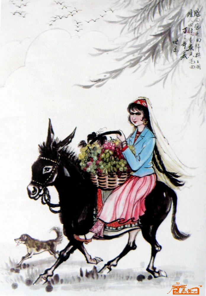 新疆姑娘骑毛驴